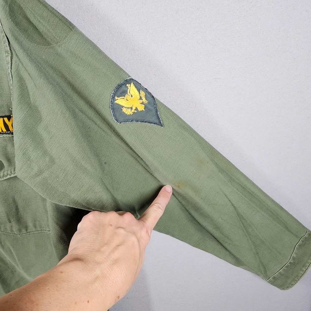 1965 US Army OG-107 Fatigue Shirt Type III Green Shade 107 D1-9409 Vietnam Era - Picture 6 of 9